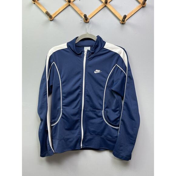 VTG Nike Sportswear Jacket Y2K Youth size XL Blue Track Zip Up Swoosh - Picture 2 of 7